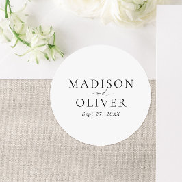 Minimalistische Klassische Skripthochzeit Runder Aufkleber