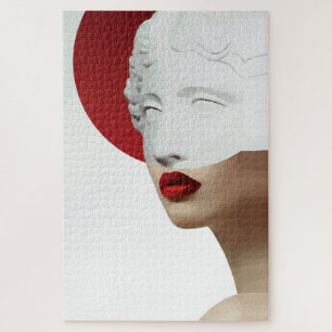Minimalistische klassische Skulptur moderner roter Puzzle