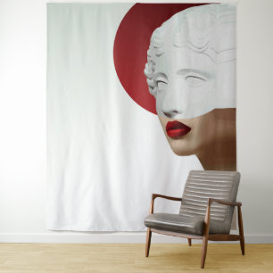 Minimalistische klassische Skulptur Moderner roter Wandteppich