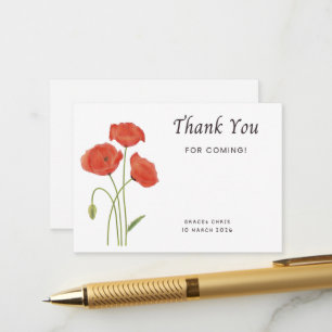Minimalistische Klatschmohn-Dankeskarte Anpassba Begleitkarte