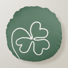 Minimalistische Kleeblattlinie, die grün Zeichne Rundes Kissen