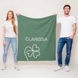 Minimalistische Kleeblattlinie Zeichne grüne Benut Fleecedecke