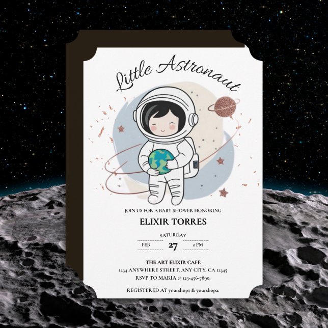 Minimalistische Kleine Astronautenpuppe Einladung (Von Creator hochgeladen)