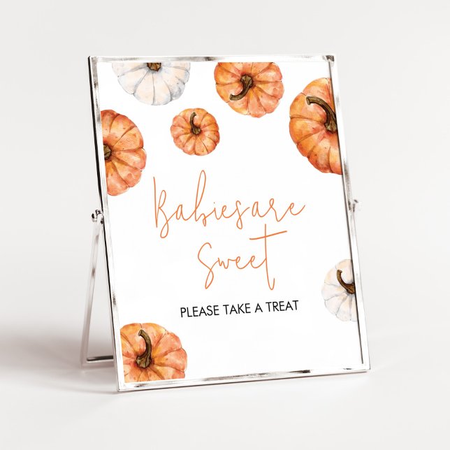 Minimalistische kleine Kürbisbabys sind süß Poster (Minimalist Pumpkin Baby Shower Babies are Sweet Sign)