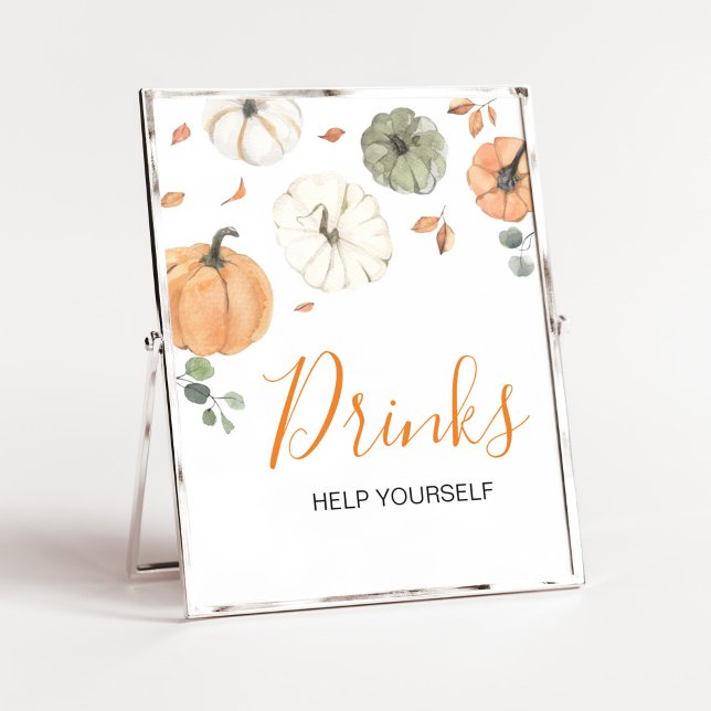 Minimalistische kleine Puffkinderduschen. Poster (A Little Pumpkin Baby Shower Drinks Sign)