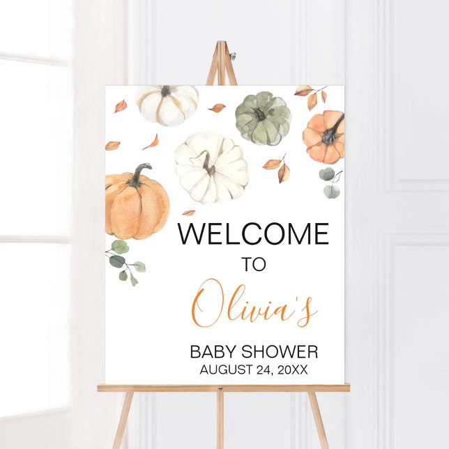 Minimalistische kleine Pumpkin Baby Dusche Empfang Poster (A Little Pumpkin Baby Shower Welcome Sign)