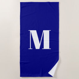 Minimalistische kobaltblaue Monogramm Strandtuch