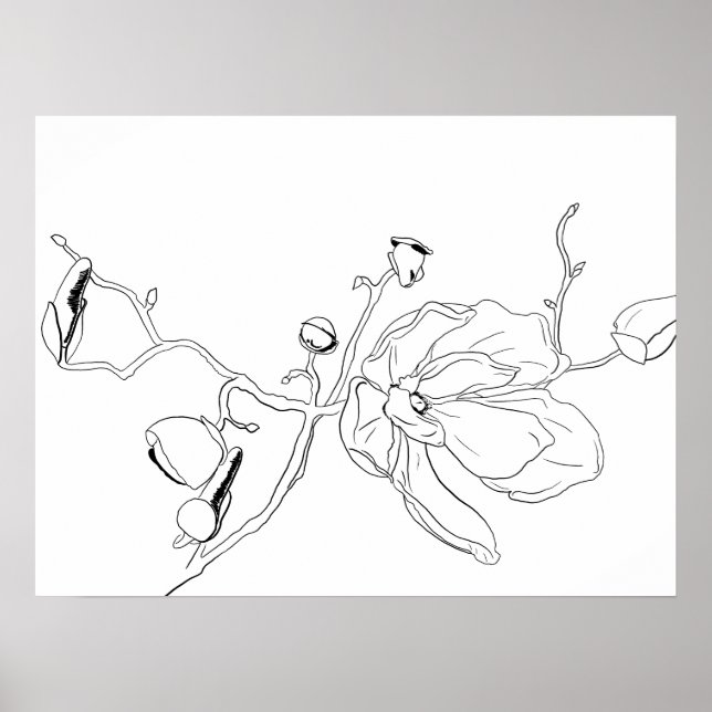 Minimalistische Kontur Single Magnolia Bloom Poster (Vorne)