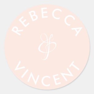 Minimalistische Korallenhochzeit Personalisierte N Runder Aufkleber