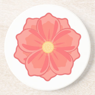 Minimalistische korallenrosa Blüten-Grafik Getränkeuntersetzer