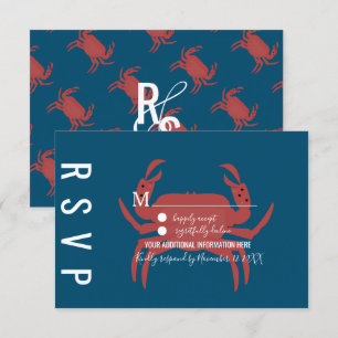 Minimalistische Krabben-Typografie Hochzeit RSVP Einladung