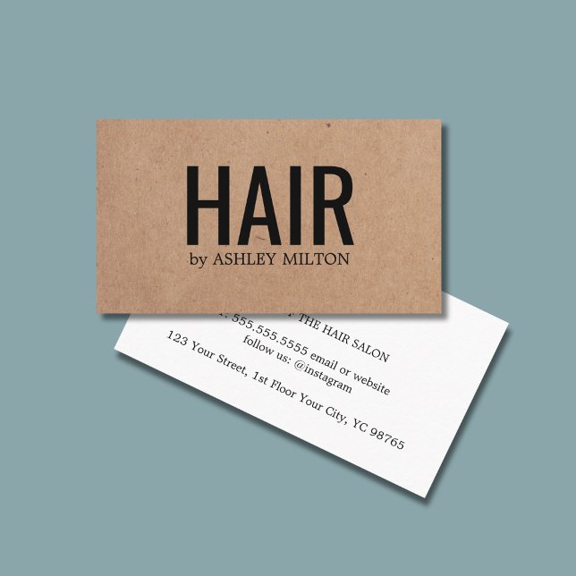 Minimalistische Kraft Black Bold Hair Salon Visitenkarte (Von Creator hochgeladen)