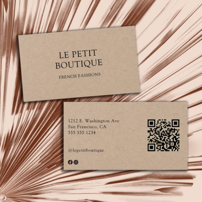 Minimalistische Kraft Card QR Code Business Card (Von Creator hochgeladen)