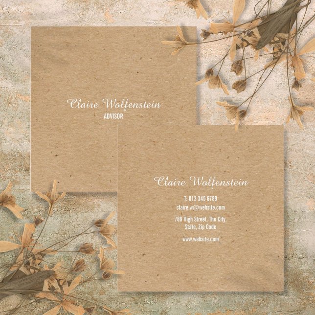 Minimalistische Kraft Modernes Beruflich Quadratische Visitenkarte (Minimalist Kraft Modern Professional Square Business Card)