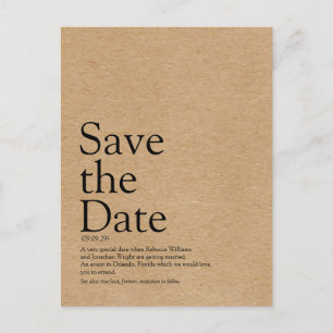 Minimalistische Kraft Save the Date Definition Ankündigungspostkarte
