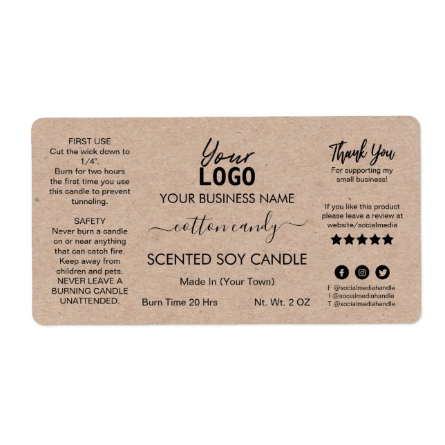 Minimalistische Kraft-Scented Soy Candle Labels (Vorne)