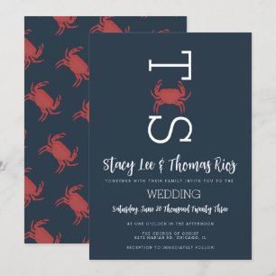Minimalistische Krebs-Grill-Typografie-Hochzeit  Einladung