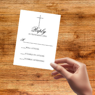 Minimalistische Kreuz-Hochzeits-Christliche-RSVP-K RSVP Karte