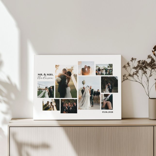 Minimalistische kundenspezifische 9-Foto-Hochzeits Leinwanddruck (Von Creator hochgeladen)