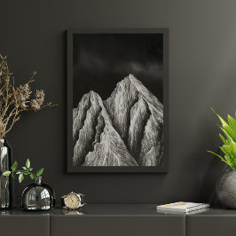 Minimalistische Kunst der Berglinie Poster