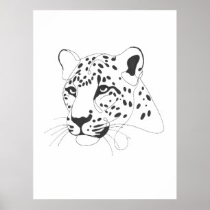 Minimalistische Kunstlinie mit handgemalten Leopar Poster