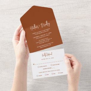 Minimalistische Kupfer Moderne Hochzeit All In One Einladung
