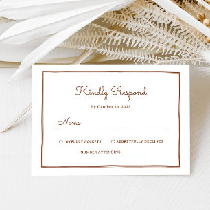 Minimalistische Kupfer-Rost-Westliche Hochzeit RSVP Karte