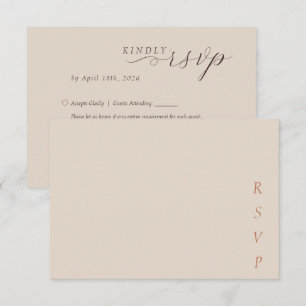 Minimalistische Kupfer-Wüsten-Kokos-Schrift Hochze RSVP Karte