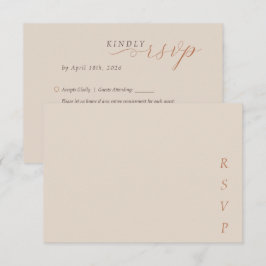 Minimalistische Kupfer-Wüsten-Schokoladen-Schrift RSVP Karte