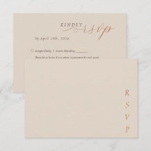 Minimalistische Kupfer-Wüsten-Schokoladen-Schrift RSVP Karte