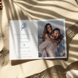 Minimalistische Küsten Blumen Muschel Foto-Hochzei Save The Date