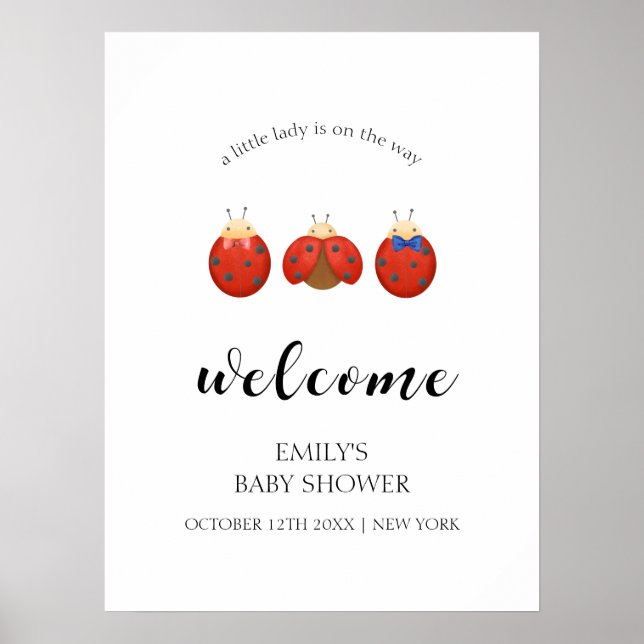 Minimalistische Ladybug Kinderdusche Begrüßung Poster (Vorne)