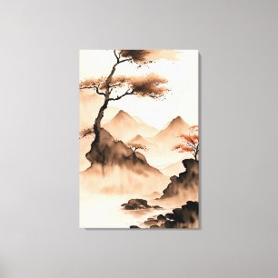 Minimalistische Landschaft an der japanischen Küst Leinwanddruck