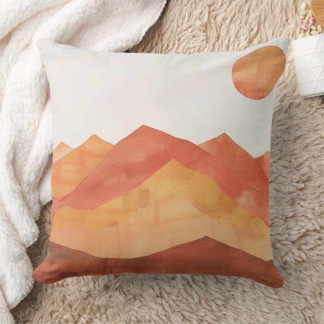 Minimalistische Landschaft des Abstrakten Boho Kissen (Decke)