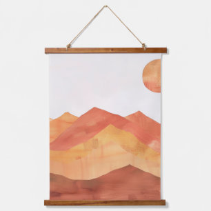Minimalistische Landschaft des Abstrakten Boho Wandteppich Mit Holzrahmen