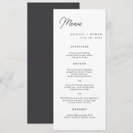 Minimalistische lange Hochzeitsmenükarte mit Schri Einladung