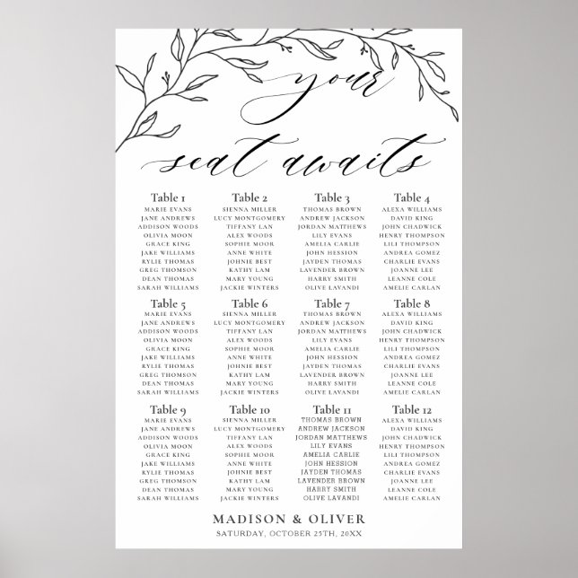 Minimalistische Laurel Branch Hochzeitskarte Poster (Vorne)