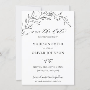 Minimalistische Laurel Branch Leafy Save the Date Einladung