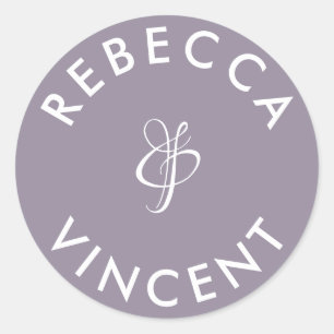 Minimalistische Lavendel-Hochzeit Personalisierte Runder Aufkleber
