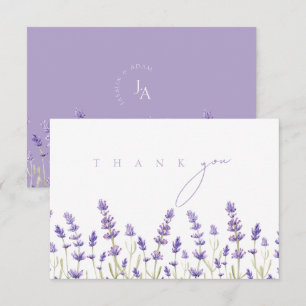 Minimalistische Lavendel-Wildblumen Dankeskarte