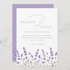 Minimalistische Lavendel-Wildblumen Einladung