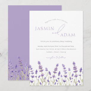 Minimalistische Lavendel-Wildblumen-Elegante Hochz Einladung