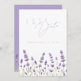 Minimalistische Lavendel-Wildblumen Save The Date