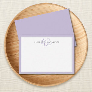 Minimalistische Lavendel-Zweirahmen-Monogramm-Noti Mitteilungskarte