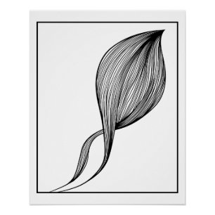 Minimalistische Leaf Line Kunst, Dichtung und Musi Poster