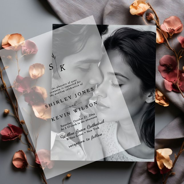 Minimalistische Leaf Monogram Moderne Hochzeit (Von Creator hochgeladen)