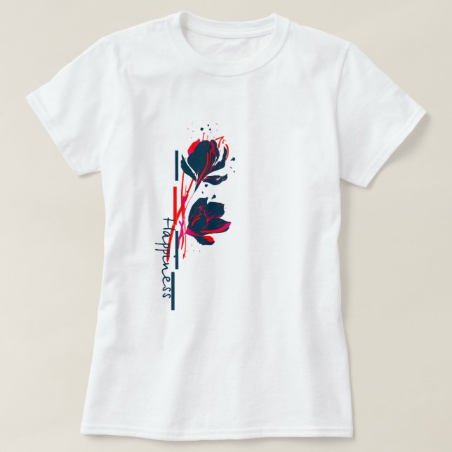 Minimalistische, lebendige Blume des Glücks T-Shirt (Design vorne)