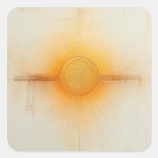 Minimalistische lebendige Sonnenstrahl-Traditionel Quadratischer Aufkleber