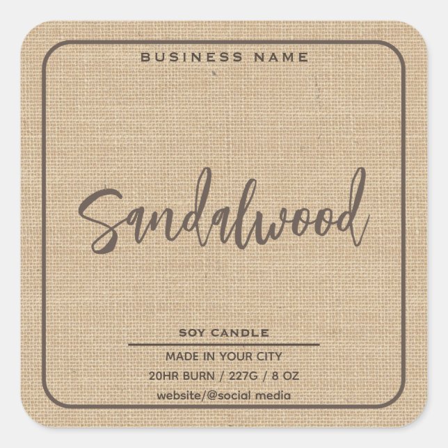 Minimalistische Leinenschaukenskripte Quadratischer Aufkleber (Vorderseite)