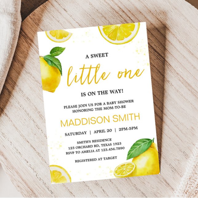 Minimalistische Lemonade Kinderdusche Einladung (Gender Neutral Summer Citrus Baby Shower Invitation)